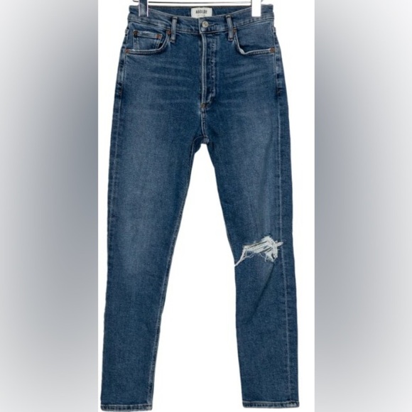 AGOLDE Nico High Rise Slim Distressed 5 pckt Cropped Mid-Rise Skinny Leg Jean 23 - Picture 6 of 6